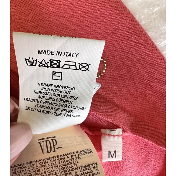 VDP Collection Coral Women's Rhinestone Scoop Neck Short Sleeve Sweater Top Sz M - Picture 15 of 15